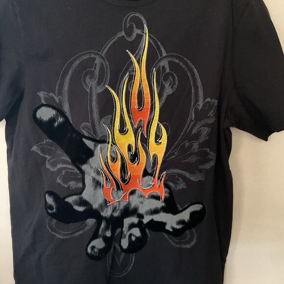 Red Monkey Y2K Streetwear Shirt Los Angeles Flame Hand Graphic Tee Men’s Sz S - Picture 3 of 11